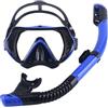 Esoes Set da snorkeling con occhiali da snorkeling anti-appannamento e boccaglio asciutto, anti-perdita e anti-appannamento, maschera da snorkeling professionale in vetro temperato per snorkeling (blu)