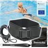 SWIMLOOP Cintura da nuoto premium con 2 x 2 m di fasce elastiche - Corda di trazione per piscina - Cintura addominale con fascia da nuoto per allenamento resistenza come una corrente controcorrente.