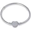 LNQOBU Argento Sterling 925 Braccialetto da Donna Bracciale a cuore in serpente Compatibile con Pandora Charms da Donna