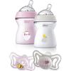 Chicco Set 2 Biberon NF 250 ml e 2 Succhietti Light 2-6 Mesi, con Tettarella in Silicone Morbida e Flessibile, Ciuccio con Tettarella in Silicone, Leggero e Traspirante, Idea Regalo, Bambina, Rosa