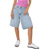 Nicoxijia Pantaloncini jeans da donna Y2k Pantaloncini larghi in denim allentato Bermuda a vita bassa Gamba larga 2025 Pantaloncini in denim estivi casual alla moda, Azzurro, XL
