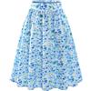 Bbonlinedress Gonna da donna con stampa floreale a linea, lunghezza al ginocchio, estiva, casual, a vita alta, gonna midi, Fiore bianco blu, L