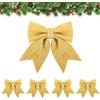 Wolkstello Fiocchi Albero di Natale Oro, 5 Pezzi Grande Fiocchi Natalizi, Fiocchi Natalizi Glitterati, Fiocco Natalizio per Albero di Natale Ghirlanda Scatole Regalo Matrimonio