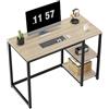 WOHOMO Scrivania per computer da 100 cm con 2 ripiani, ampio spazio di archiviazione, tavolo moderno per studio, computer portatile, beige