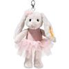 Steiff Hoppie - Peluche a forma di coniglietto da balletto, 16 cm, con orecchie pieghevoli, morbido portachiavi in abbigliamento da balletto, portafortuna per ragazze e ragazzi, lavabile in lavatrice