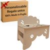 MINDWOOD Porta Ciotole Personalizzato Rialzato per Cani e Gatti con 2 Ciotole in Acciaio Inox, Taglie da Toy a Maxi, in Legno Naturale, Design Elegante Made in Italy (Tortora, Piccola)