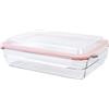 GLASSLOCK (OCRP-220-1 arancione, 2200 ml, contenitore rettangolare in vetro temperato, teglia da forno con coperchio a clip, freezer, lavastoviglie, senza BPA, mantiene fresco
