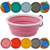Ligo - EBBY 2PZ ciotola per cani, ciotola da viaggio, ciotola portatile per acqua e cibo, ciotola pieghevole con moschettone (ROSA) L