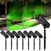 T-SUN 8 Pezzi Faretti Solari, Verde Faretti Solari da Esterno Regolabile, 2 Modalità Lampada da Giardino Solare, Impermeabile IP65 Potenti Luci Da Esterno Giardino per Alberi, Giardini, Strade, Prati
