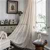 USTIDE Tenda rustica beige in cotone all'uncinetto, stile chic, vintage, con tasca per asta, tende in pizzo macramè per cucina, sala da pranzo, soggiorno, 150 cm di larghezza x 220 cm di lunghezza