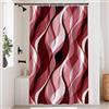 Uiiooazy Tenda Doccia Antimuffa, Tenda da Doccia 120x200cm Rossa Righe Sfumata Borgognoni Banda Gradiente Tende da Bagno Tessuto Lavabile Impermeabile Poliestere Tende per Vasca da Bagno con 8 Anelli