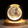 Iordan Sfera di cristallo 3D con motivo con alce, luce notturna per bambini a forma di sfera in vetro, lampada da notte con base in legno, tema fantasy con alce, decorazione in cristallo, con LED,
