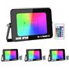 RIGIDON 4 x 30W Faretto LED RGB con Telecomando, 3000LM Proiettore RGBW | Cambio Colore, Dimmerabile, Stroboscopiche, Impermeabile Fari Led Esterno per Giardino Feste Palco Cortile, Senza Spina