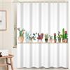 Ttincceer Tenda da doccia a forma di cactus, 180,3 x 180,3 cm, verde, deserto, piante, animali, acquerello, cactus, gatto, tenda da bagno impermeabile