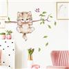 WandSticker4U®- Adesivi murali GATTO sul RAMO cameretta bambini (70x55 cm) I Murales adesivi parete gatto gattino albero ramo animali dolci I Decorazioni sticker muro camera da letto bambini