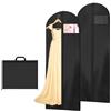 AMFUN 2 Pezzi Borsa Porta Abiti Con Cerniera, Porta Abiti Lungo, Borsa Dell'abbigliamento da Sposa, Sacca Porta Abiti per Abiti Lunghi da Viaggio per Guardaroba e Viaggio, 180×60 cm (Nero)