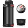 MEYAGOT Thermosflasche in acciaio inossidabile: 1.2L Thermos a prova di perdita con tazza, Bottiglia termica in acciaio inossidabile per caffè, adulti, tè (Nero-1200ML)