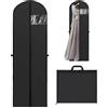 OUTALIZ Borsa Porta Abiti Lungo, Nero Custodie Abiti Armadio, 60 x 180 cm Traspirante Borsa Porta Abiti, Pieghevole Copriabiti, Sacchetti per Abiti con Finestrella, Per Abiti da Sposa, Abiti da Sera