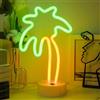 JEMESI Luce Palma da Cocco, Luce LED al Neon da Palma Alimentata a Batteria/USB, Luci al Neon Palma da Cocco con Base, Decorazione per Festa di Compleanno, Camera da Letto, Tavolo, Regali per Bambini