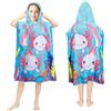 Queenshin Telo Mare con Cappuccio Microfibra Salamandera Blu, Asciugamano da Bagno Poncho Morbido ad Asciugatura Rapida per Bambini 65 x 75 cm