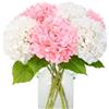 JUSTOYOU Fiori di ortensia artificiali, 4 pezzi, doppio colore, stelo lungo singolo, realistico, 40 cm, fiori di ortensia finti realistici al tatto, per matrimoni, feste in casa (bianco e rosa)