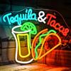 VYXIN Tacos Tequila Neon Sign per decorazione da parete, luce neon colorata targa al neon per camera da letto, cucina, casa, pub, feste, man cave club, negozi, hotel