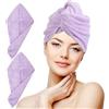 nice homeit Set 2 Asciugamani Capelli Turbante - 100% Cotone filato ad anello, Morbidi e confortevoli. MADE IN ITALY (VIOLA)