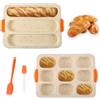 gvivej Teglia per Pane in Silicone, 2 Pezzi Silicone Stampo Pane, Mini Pane Teglia da Forno, con Coltello e Pennello, pour Cuocere Pane, Colore