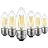 LVWIT Lampadina Filamento LED Attacco E27-7W Equivalenti a 75W, 1055Lm, Luce Bianca Calda 2700K, Forma a Candela C35, Non Dimmerabile, Pacco da 6 Unità