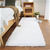 Ghouse Faux Tappetto di Pelle di Pecora Tappeto a Pelo Corto Lavabile Fluffy Uni Effetto Pelliccia Antiscivolo Facile da Pulire, Dimensione:60 x 180 cm, Colore: Bianco