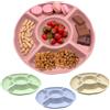 Doreenstar 4 Pezzi Piatti Snack con 5 Scomparti, Vassoio per Snack con Scomparti, Piatti Dessert Piatto di Frutta Plastica, Piattino Rotondo Plastica Riutilizzabile per Noci, Dessert, Caramelle