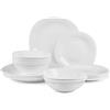 LaGlint Vetro Opalino Servizio da Piatti Set 18 Pezzi, Quadrati Bianco Servizio da Tavola con 6 Piatti Piani, 6 Piatti da Dessert, 6 Ciotole Cereali, Lavabile in Lavastoviglie, Adatto per Microonde