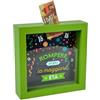 LINA OFFICINE GRAFICHE CREATIVE Salvadanaio Decorativo 18 Anni, Cornice Verde 16x16 cm, Design Festivo con Slot per Banconote