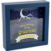 LINA OFFICINE GRAFICHE CREATIVE Salvadanaio Decorativo 'Per Il Nostro Piccolo Grande Sogno', Cornice Blu Notte con Luna, 16x16 cm