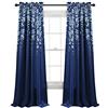 Lush Decor Coppia di tende a pannello filtranti per la luce con fiori piangenti, 132 x 213,4 cm + 5 cm di intestazione, blu navy, affascinanti e moderne tende floreali per soggiorno, sala da pranzo e