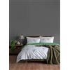 Nuit Des Rêves 100% cotone, set di copertine singole, bianco e verde, 135 x 200 cm, con imbottitura 80 x 80 cm, lavabile in lavatrice, design elegante, 145 thread Count