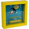 LINA OFFICINE GRAFICHE CREATIVE Salvadanaio Design Piano B, Cornice Gialla 16x16 cm, Decorativo con Motivo Spaziale