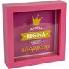LINA OFFICINE GRAFICHE CREATIVE Salvadanaio Decorativo 'Regina dello Shopping', Rosa, 16x16 cm, Cornice con Fessura per Monete