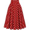 Generic Gonna longuette da donna vintage con stampa a pois, a vita alta, plissettata, da cocktail, Rosso, XL