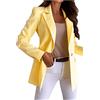 Generisch Blazer da donna, tinta unita, blazer, per ufficio, lavoro, largo, leggero, blazer, blazer, giacca corta con tasche, giacca in jersey da donna con cappuccio, Giallo #5., L