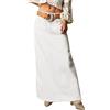 Generisch 2025 - Donna Vintage Denim Maxi Gonna Orlo Vita Alta Linea A Gonna Lunga Jeans Gonne in 48, bianco, S