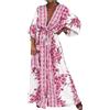 Generic Abiti da donna casual Sun Wedding Guest Strap girocollo cotone occasione Boho Prom Dress Wedding Guest Dress Wrap, Rosa acceso, XXL