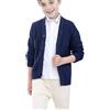 Generisch 2025 - Cardigan per bambini ragazzi, abbottonatura, motivo a treccia, scollo a V, maniche lunghe, Blu, 9-10 Anni