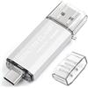 BORLTER CLAMP 64GB Chiavetta USB 3.0 Type-C, 2 in 1 Pen Drive (USB Type C & USB 3.0) USB C Memoria Flash, OTG USB Flash Drive Girevole per Android Smartphone/Tablet/Computer (Argento)