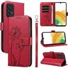 Bravoday Cover per Samsung Galaxy A33 5G, Custodia in PU Pelle Portafoglio Flip Schede con Slot per Carte, Magnetica Antiurto Cover per Galaxy A33 5G, Rosso