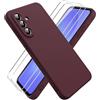 Ikziwreo Cover per Samsung Galaxy A36 5G, 2 Proteggi Schermo in Vetro Temperato,Custodia in Silicone Morbido TPU Liquido,Case Protettiva Gomma Antiurto - Bordeaux