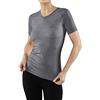 FALKE Wool-Tech Light V Neck W S/s Ts lana filo funzionale asciugatura rapida 1 pezzo, Maglia Donna, Grigio Grey-Heather 3757, XS