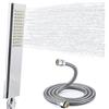 Delnet Soffione doccia in ottone massiccio, design ad arco, doccetta ad alta pressione, soffione sostituibile e tubo flessibile in acciaio inox da 150 cm, cromato lucido