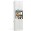 RELAX4LIFE Credenza da Cucina 190 cm in Legno, con 4 Porte, 2 Scomparti Aperti e Dispositivi Anti-Ribaltamento, Armadio per Soggiorno, Sala da Pranzo (Faggio Bianco)