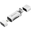 Sandberg Lettore di Schede USB-C+USB+MicroUSB - Scheda SD, MicroSD, SDHC, SDXC, Argento, 1 pezzo(i), 80 mm, 16 mm